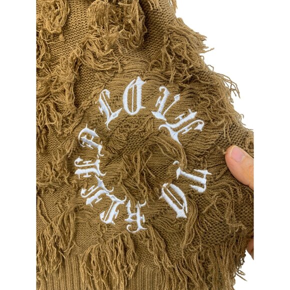 Rare Kleep Mens Small Shaggy Pullover Sweater Embroider FRESH spelled out 7547 - Picture 6 of 10